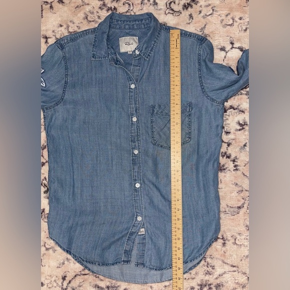 RAILS - Ingrid Floral Embroidered Patches Chambray Shirt Size XS - Picture 5 of 11